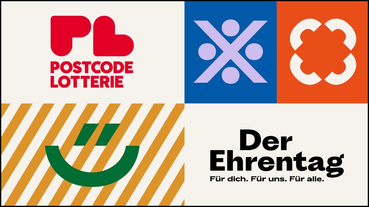 Grafik mit dem Logo des Ehrentags und der Postcode Lotterie